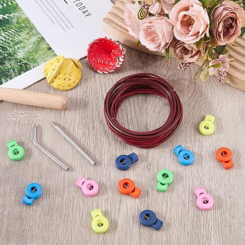 WADORN 5.47 Yards Baseball Glove Lace Kit, Mitt Lace Repair Kit Include Needles Leather Laces 6 Colors Locks Perfect Quick Repair Baseball Glove Repair Lacing Kits for Catchers Gloves Replacing in Saudi Arabia