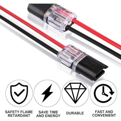 50 قطعة من وصلات الأسلاك المزدوجة مع مشبك قفل، أدوات تثبيت سريعة المشبك، كتل تثبيت متعددة الأغراض لمصابيح الشريط، صناعة يدوية، ديكور منخفض الجهد ومجموعات نماذج 2 دبوس in Kuwait