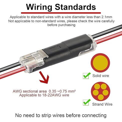 50 قطعة من وصلات الأسلاك المزدوجة مع مشبك قفل، أدوات تثبيت سريعة المشبك، كتل تثبيت متعددة الأغراض لمصابيح الشريط، صناعة يدوية، ديكور منخفض الجهد ومجموعات نماذج 2 دبوس in Kuwait