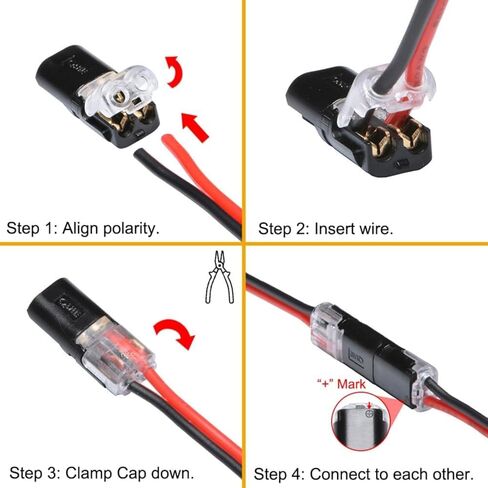50 قطعة من وصلات الأسلاك المزدوجة مع مشبك قفل، أدوات تثبيت سريعة المشبك، كتل تثبيت متعددة الأغراض لمصابيح الشريط، صناعة يدوية، ديكور منخفض الجهد ومجموعات نماذج 2 دبوس in Kuwait