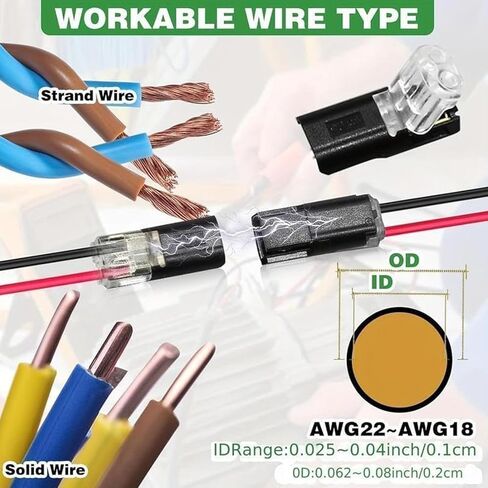 50 قطعة من وصلات الأسلاك المزدوجة مع مشبك قفل، أدوات تثبيت سريعة المشبك، كتل تثبيت متعددة الأغراض لمصابيح الشريط، صناعة يدوية، ديكور منخفض الجهد ومجموعات نماذج 2 دبوس in Kuwait