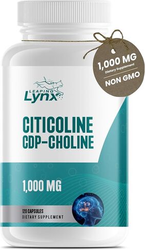 Citicoline 1000 mg (CDP Choline) Capsules – 120 Count – CDP Choline Supplement for Brain, Focus & Memory Support – Nootropic Choline Supplement – Non-GMO, ISO-Certified in Kuwait