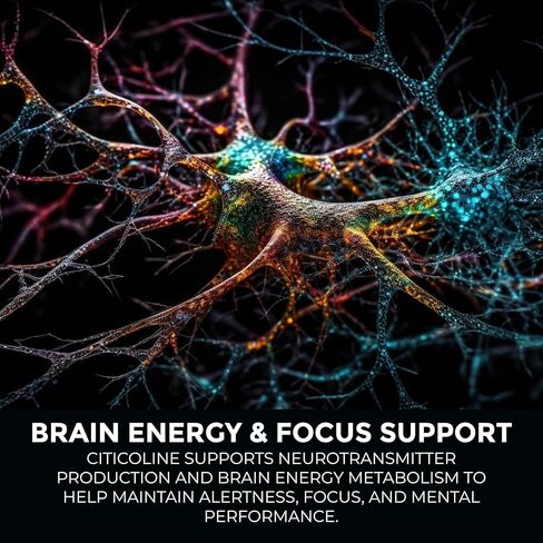 Citicoline 1000 mg (CDP Choline) Capsules – 120 Count – CDP Choline Supplement for Brain, Focus & Memory Support – Nootropic Choline Supplement – Non-GMO, ISO-Certified in Kuwait