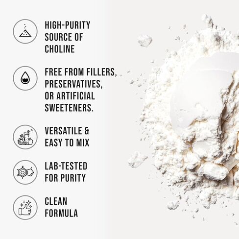 مسحوق الكولين سيتيكولين CDP النقي، مكمل الكولين غير المنكه لذاكرة التركيز والدعم المعرفي، خلط سلس، نباتي غير معدّل وراثيًا بدون إضافات، 160 وجبة، 1.4 أونصة (40 جم) in Kuwait