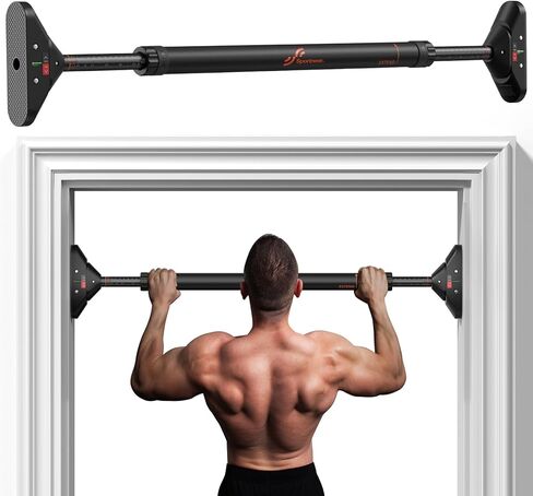 Sportneer Pull Up Bar: Strength Training Chin up Bar No Screws - Adjustable 29.5''-37''(75-94cm) Width Locking Mechanism Pull up Bar for Doorway - Max Load 440lbs for Home Gym Upper Body Workout, Non-slip in Saudi Arabia