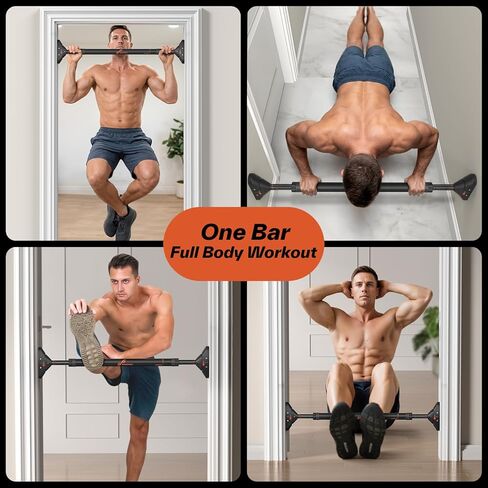 Sportneer Pull Up Bar: Strength Training Chin up Bar No Screws - Adjustable 29.5''-37''(75-94cm) Width Locking Mechanism Pull up Bar for Doorway - Max Load 440lbs for Home Gym Upper Body Workout, Non-slip in Saudi Arabia