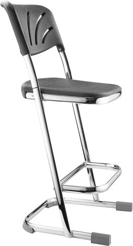Pemberly Row 24" Modern Plastic Z-Stool with Backrest, Black Finish, Ergonomic Blow Molded Seat, Chrome-Plated Steel Frame, U-Shaped Sled Base, Stackable Design for Art Studios or Science Labs in Saudi Arabia