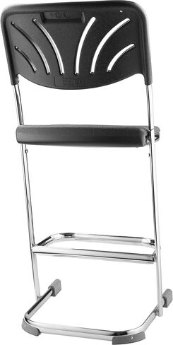 Pemberly Row 24" Modern Plastic Z-Stool with Backrest, Black Finish, Ergonomic Blow Molded Seat, Chrome-Plated Steel Frame, U-Shaped Sled Base, Stackable Design for Art Studios or Science Labs in Saudi Arabia