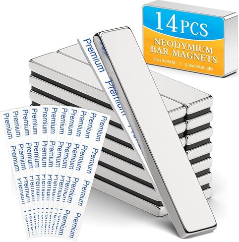 Grtard 20 Pack Neodymium Magnet Bar, Strong Rare Earth Magnets with Double-Sided Adhesive, Magnet Strips Heavy Duty Perfect for Fridge, Garage, Kitchen, Science, Craft, Office, DIY in Kuwait