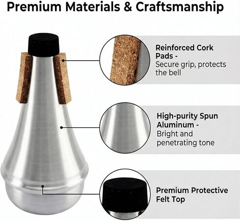 كتم صوت البوق، كاتم صوت بوق ألومنيوم خفيف الوزن ممتاز لممارسة المنزل الهادئ - تصميم متخصص للمعيشة في الشقة - مثالي للمبتدئين والطلاب واللاعبين المحترفين in Kuwait