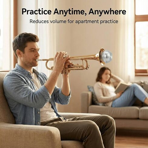 كتم صوت البوق، كاتم صوت بوق ألومنيوم خفيف الوزن ممتاز لممارسة المنزل الهادئ - تصميم متخصص للمعيشة في الشقة - مثالي للمبتدئين والطلاب واللاعبين المحترفين in Kuwait