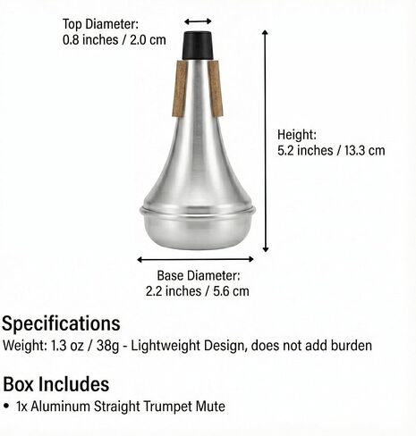 كتم صوت البوق، كاتم صوت بوق ألومنيوم خفيف الوزن ممتاز لممارسة المنزل الهادئ - تصميم متخصص للمعيشة في الشقة - مثالي للمبتدئين والطلاب واللاعبين المحترفين in Kuwait