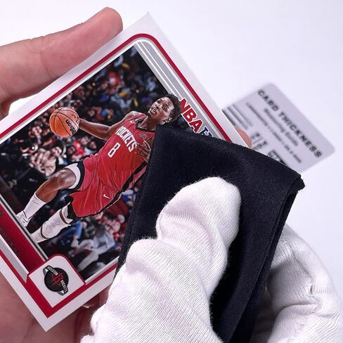 أداة قياس سمك البطاقة الرياضية - قطعتان من مقياس نقطة البطاقة و2 قطعة قماش تنظيف فاخرة من الألياف الدقيقة لقياس سمك بطاقة التداول بدقة، أداة تحديد حجم اللودر العلوي in Kuwait