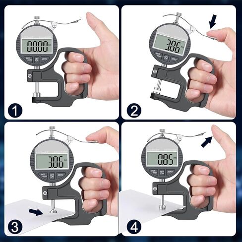 مقياس سمك رقمي 0-12.7 مم/0.5 بوصة | 0.01 مم/0.0005 بوصة، مقياس سمك ميكرومتر إلكتروني دقيق مع شاشة LCD، مناسب لقياس سمك الورق/الأفلام/الجلود/السلك - أسود in Kuwait