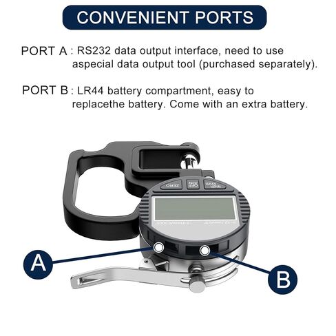 مقياس سمك رقمي 0-12.7 مم/0.5 بوصة | 0.01 مم/0.0005 بوصة، مقياس سمك ميكرومتر إلكتروني دقيق مع شاشة LCD، مناسب لقياس سمك الورق/الأفلام/الجلود/السلك - أسود in Kuwait