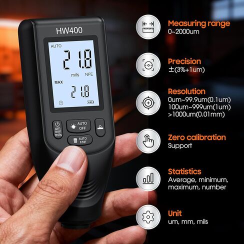 Paint Thickness Gauge, Digital Coating Thickness Gauge Meter for Cars, for Measurement of Metals Plastics Ceramics Glass Water in Kuwait