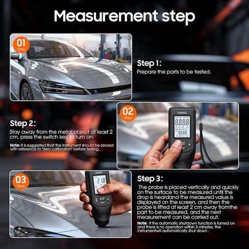 Paint Thickness Gauge, Digital Coating Thickness Gauge Meter for Cars, for Measurement of Metals Plastics Ceramics Glass Water in Kuwait