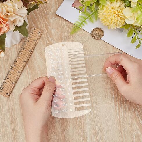 مقياس سمك جلد الأكريليك من بينكريت، أداة فحص الحجم، مقياس سمك لحام حجم سلك اللوحة المعدنية أو تزيين سلسلة المفاتيح (5.9 × 2.9 بوصة) in Kuwait