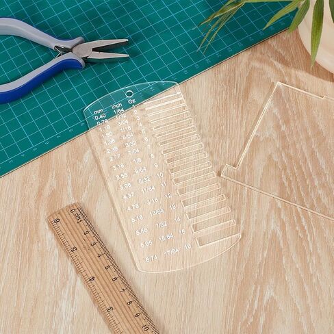 مقياس سمك جلد الأكريليك من بينكريت، أداة فحص الحجم، مقياس سمك لحام حجم سلك اللوحة المعدنية أو تزيين سلسلة المفاتيح (5.9 × 2.9 بوصة) in Kuwait