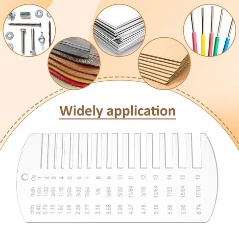 مقياس سمك جلد الأكريليك من بينكريت، أداة فحص الحجم، مقياس سمك لحام حجم سلك اللوحة المعدنية أو تزيين سلسلة المفاتيح (5.9 × 2.9 بوصة) in Kuwait