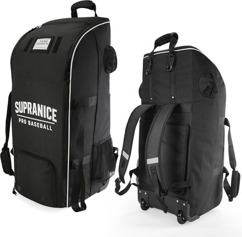 Catchers Gear Bag with Wheels, Large Rolling Baseball Equipment Bag for Helmet, Bats, Cleats and Catcher Gear, Durable Polyester for Youth and Adults, Black in Kuwait