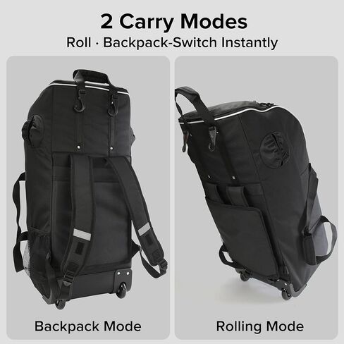 Catchers Gear Bag with Wheels, Large Rolling Baseball Equipment Bag for Helmet, Bats, Cleats and Catcher Gear, Durable Polyester for Youth and Adults, Black in Kuwait