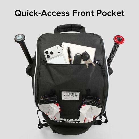 Catchers Gear Bag with Wheels, Large Rolling Baseball Equipment Bag for Helmet, Bats, Cleats and Catcher Gear, Durable Polyester for Youth and Adults, Black in Kuwait