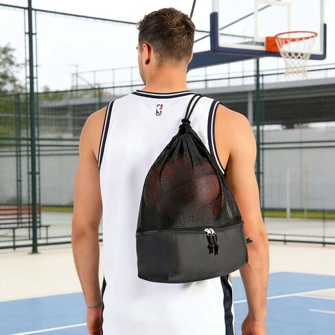 حقيبة كرة السلة مع سحاب حجرة الأحذية، شبكة الرباط المحمولة، حقيبة كرة قدم واحدة، خفيفة الوزن ومسامية، معدات رياضية متعددة، حقيبة كتف تناسب الكرة الطائرة، كرة القدم، معدات السباحة in Kuwait