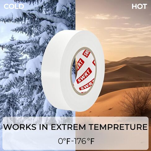 SWRT 0.7 in x 66 FT White Electrical Tape Waterproof, 3 Pack High Temp Electric Tape Under 600V for All Weather - UV Protection - Flame Retardant in Saudi Arabia
