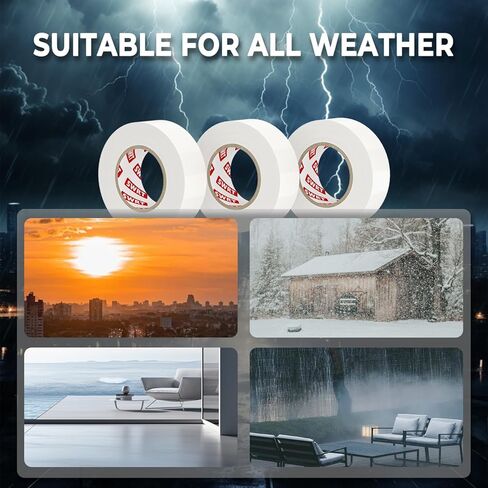 SWRT 0.7 in x 66 FT White Electrical Tape Waterproof, 3 Pack High Temp Electric Tape Under 600V for All Weather - UV Protection - Flame Retardant in Saudi Arabia