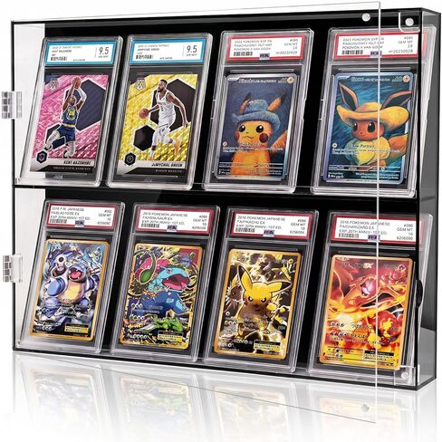 YYDS Acrylic Card Display Case,Trading Card Display Holds 8 Sports Card or Baseball Card,UV Protection Clear View Graded Card Display with Magnetic Door in Kuwait