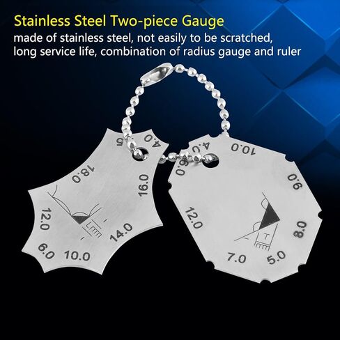 Fillet Weld Tee Joint Welding Gauge, Two Piece Measure Gauge, Wear and Scratch Resist, Portable Stainless Steel Ruler for Welding Work, Clear Reading, Easy to Carry and Use in Saudi Arabia