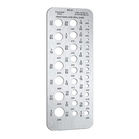Stainless Steel Drill Bit Gauge 29-Holes Multifunctional Caliper Gauge 1/16 Inch to 1/2 Inch in Saudi Arabia