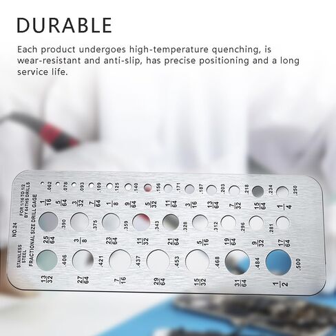 Stainless Steel Drill Bit Gauge 29-Holes Multifunctional Caliper Gauge 1/16 Inch to 1/2 Inch in Saudi Arabia