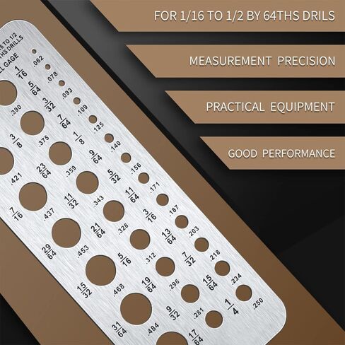 Stainless Steel Drill Bit Gauge 29-Holes Multifunctional Caliper Gauge 1/16 Inch to 1/2 Inch in Saudi Arabia