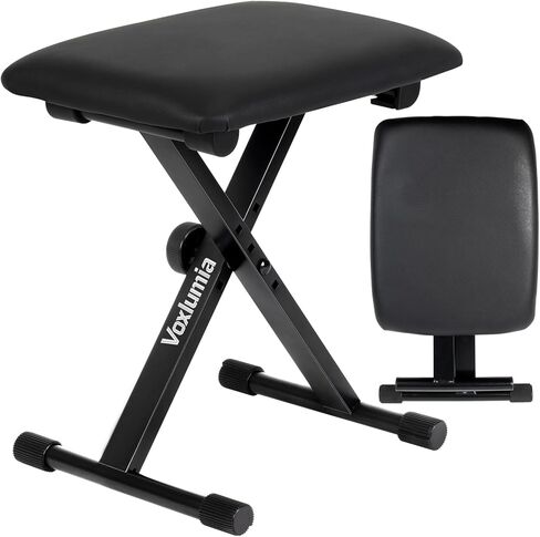 مقعد لوحة المفاتيح مبطن على شكل X، مقعد بيانو قابل للطي وقابل للتعديل، قطن مقاوم للهب، تصميم مانع للانزلاق (15.75 بوصة × 11.81 بوصة × 1.96 بوصة) in Kuwait