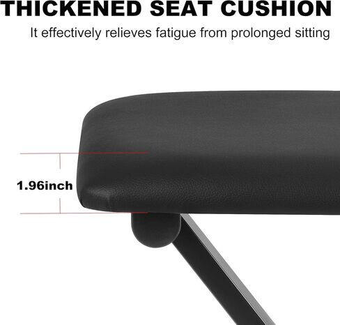 مقعد لوحة المفاتيح مبطن على شكل X، مقعد بيانو قابل للطي وقابل للتعديل، قطن مقاوم للهب، تصميم مانع للانزلاق (15.75 بوصة × 11.81 بوصة × 1.96 بوصة) in Kuwait