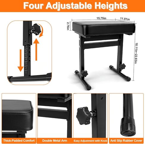Firstar Adjustable Piano Bench 18.11" to 22.83", Foldable Piano Stool with PVC Leather, Portable Keyboard Bench with Padded Cushion for Musicians Piano Stool Chair (Capacity: 260 lb) in Saudi Arabia