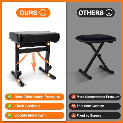 Firstar Adjustable Piano Bench 18.11" to 22.83", Foldable Piano Stool with PVC Leather, Portable Keyboard Bench with Padded Cushion for Musicians Piano Stool Chair (Capacity: 260 lb) in Saudi Arabia