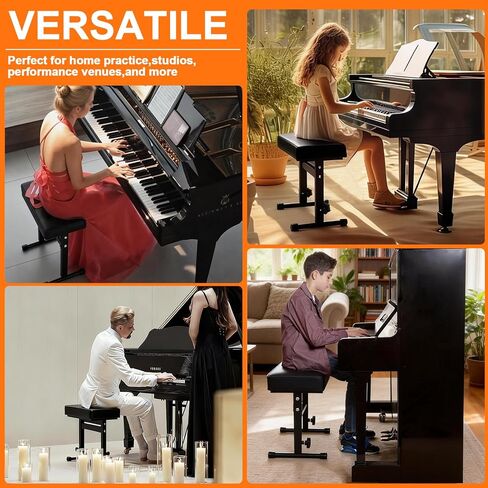 Firstar Adjustable Piano Bench 18.11" to 22.83", Foldable Piano Stool with PVC Leather, Portable Keyboard Bench with Padded Cushion for Musicians Piano Stool Chair (Capacity: 260 lb) in Saudi Arabia