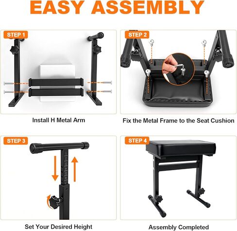 Firstar Adjustable Piano Bench 18.11" to 22.83", Foldable Piano Stool with PVC Leather, Portable Keyboard Bench with Padded Cushion for Musicians Piano Stool Chair (Capacity: 260 lb) in Saudi Arabia