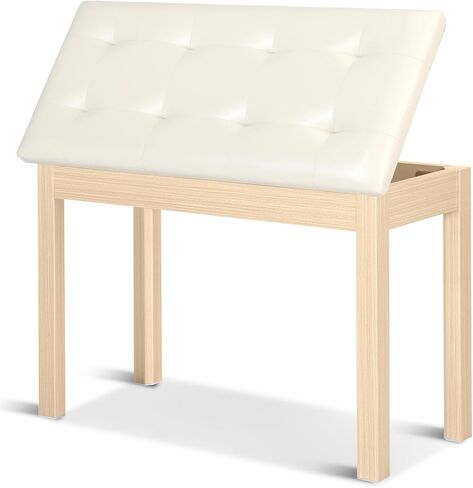 Duet Piano Bench with Storage - Wooden Solid Wood Piano Bench, Tufted Padded Keyboard Bench, Piano Stool & Piano Chair Seat Vanity Stool, Duet Double Piano Seat (Brown) in Saudi Arabia
