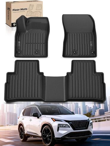 YHTAUTO Floor Mats Fit 2021-2025 Nissan Rogue (NOT Rogue Sport), TPE All Weather Floor Liner Odorless Custom Fit Car Mats, 1st 2nd Row Rogue Accessories in Kuwait