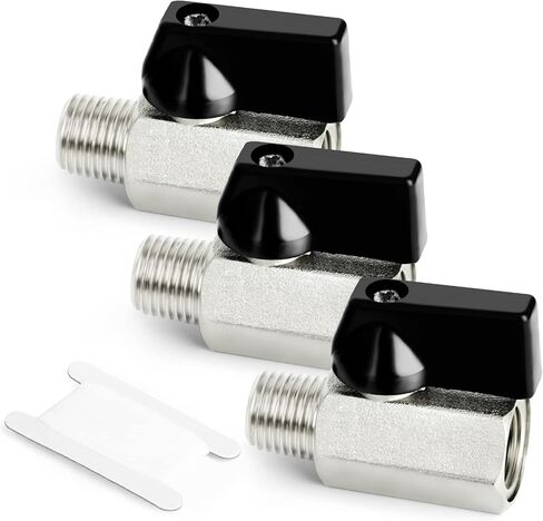 GASHER 3 قطع 1/4 بوصة صمام كروي نحاسي صغير إيقاف التبديل، 1/4 بوصة ذكر × أنثى NPT تركيب الأنابيب in Saudi Arabia