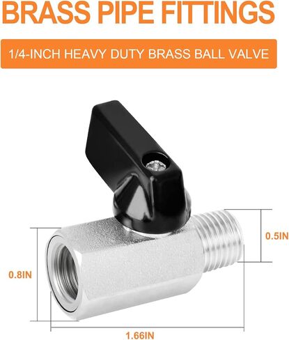 GASHER 3 قطع 1/4 بوصة صمام كروي نحاسي صغير إيقاف التبديل، 1/4 بوصة ذكر × أنثى NPT تركيب الأنابيب in Saudi Arabia