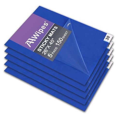 AAwipes 26" x 45" Blue Sticky Mats Tacky Pads Adhesive Floor Mat (5 Packs,150 Sheets,30 Sheets/Pack for Cleanroom Laboratory Workshop in Saudi Arabia