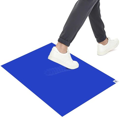 Adhesive Mat Tacky Pads 24" x 36", (Case of 6 Packs, 30 Sheets/Packs, 180 Sheets Total) Blue Cleanroom Floor Sticky Mats Capture Dirt for Laboratory, Construction, Hospital, Shoes, Pet, Gym in Kuwait