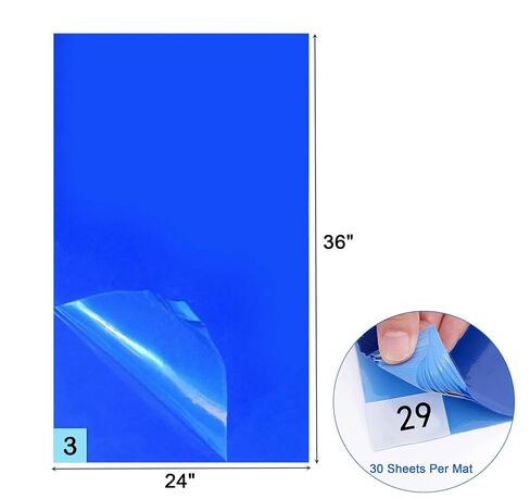 حصائر لاصقة، مقاس 60.96 سم × 91.44 سم، 300 ورقة حصيرة لاصقة لاصقة لزجة حصير لغرف البناء النظيفة لمختبر المنزل في المصنع (أزرق) in Kuwait