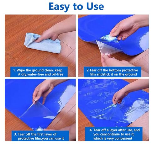 حصائر لاصقة، مقاس 60.96 سم × 91.44 سم، 300 ورقة حصيرة لاصقة لاصقة لزجة حصير لغرف البناء النظيفة لمختبر المنزل في المصنع (أزرق) in Kuwait