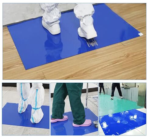 حصائر لاصقة، مقاس 60.96 سم × 91.44 سم، 300 ورقة حصيرة لاصقة لاصقة لزجة حصير لغرف البناء النظيفة لمختبر المنزل في المصنع (أزرق) in Kuwait